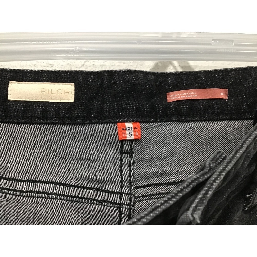 Pilcro Anthropologie Borrowed Boyfriend Jeans Black Distressed Ripped Size 26 - Picture 5 of 10